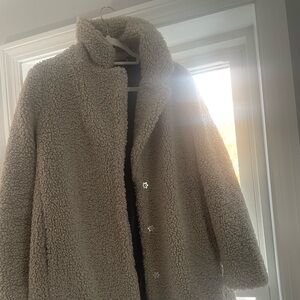 JCrew Mid Length Sherpa Coat size Large